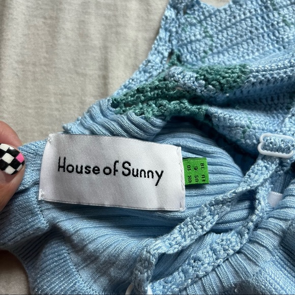 House of Sunny Palma Blue Crochet Knit Ruffle Tank *RARE FIND!!!* - Picture 6 of 8